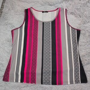 Lily Shirt Womens 2XL Gray Striped Sleeveless Top Comfort Athletic Casual